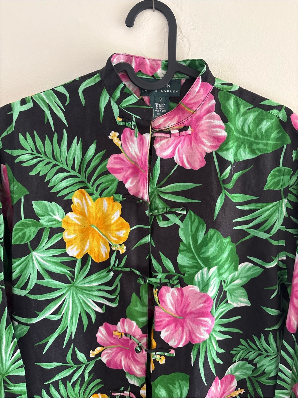 Lauren Ralph Lauren Linen Floral Frog Closure Blouse - Picture 2 of 6